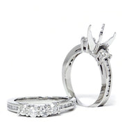 1 1/4ct Diamond Engagement Wedding Ring 14K White Gold Ring Set