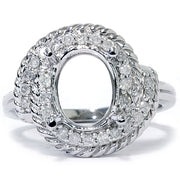 3/8ct Vintage Braided Oval Ring Setting 14K White Gold