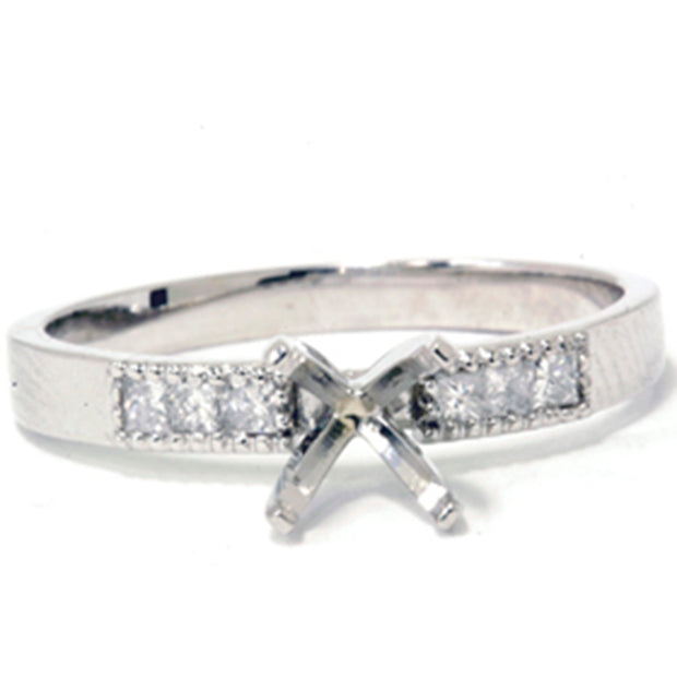 1/4ct Princess Cut Diamond Engagement Ring Semi Mount 14K White Gold