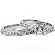 3/4ct Diamond Engagement Mount Wedding Ring Set 14K White Gold Setting