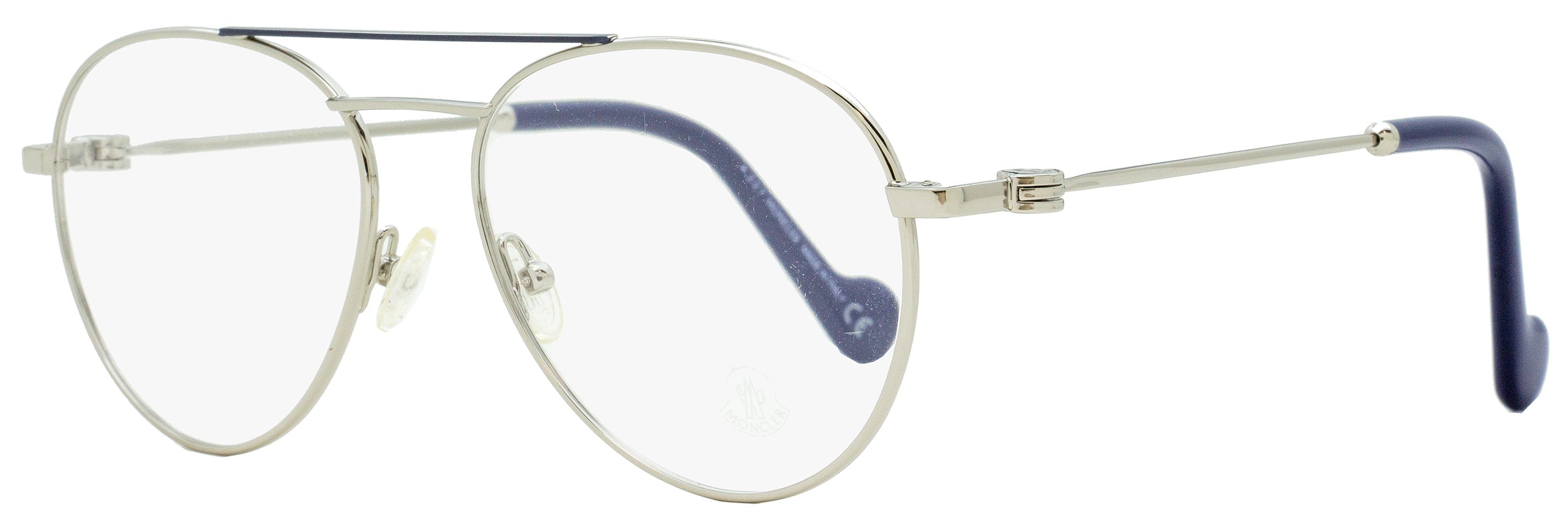 Moncler Oval Eyeglasses ML5023 016 Palladium/Dark Blue 54mm 5023 Palladium Dark Blue