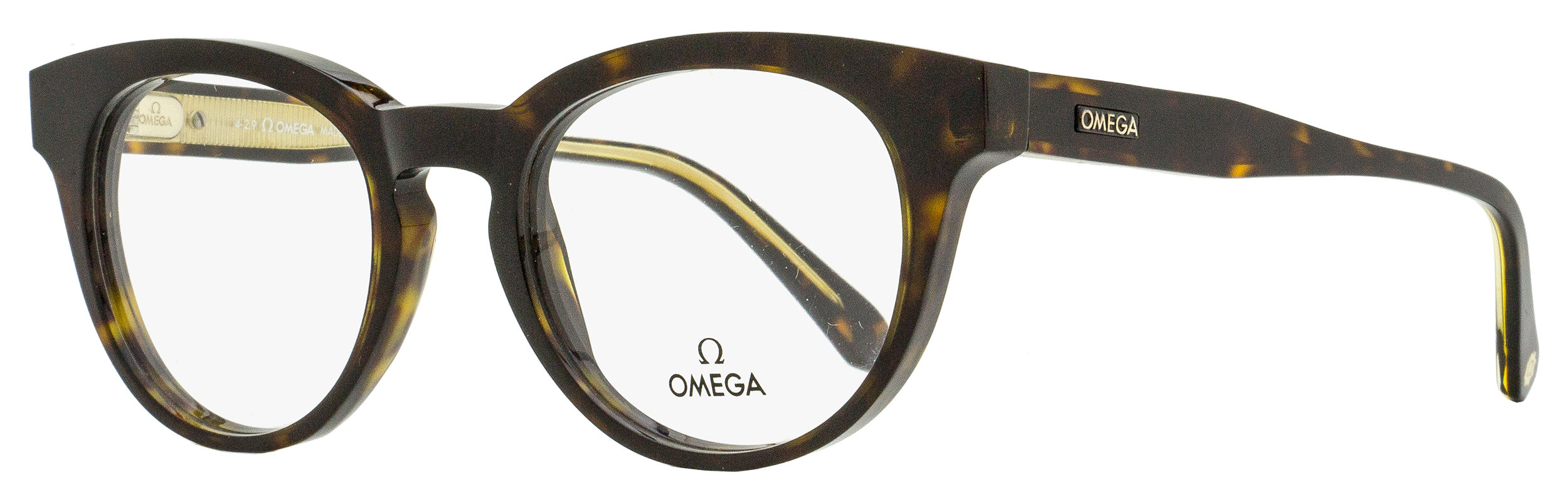 Omega Pantos Eyeglasses OM5003H 052 Dark Havana/Crystal 52mm 5003 Dark Havana Crystal