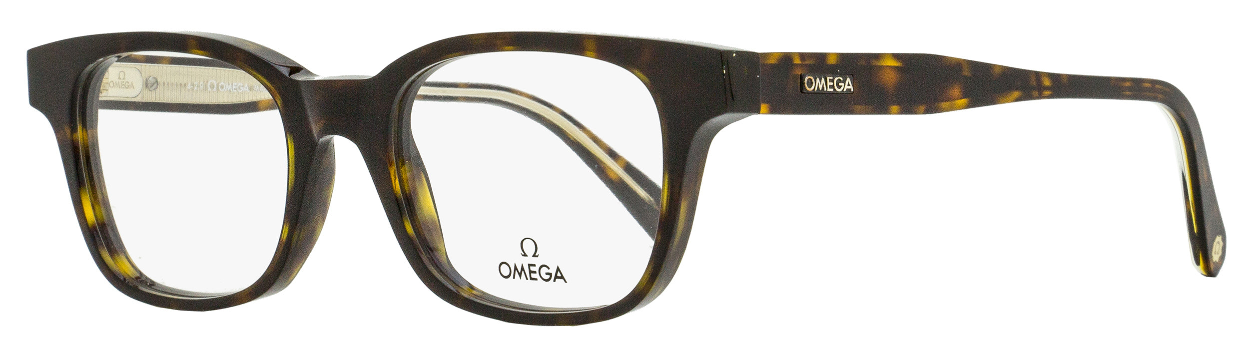 Omega Rectangular Eyeglasses OM5004H 052 Dark Havana/Crystal 52mm 5004 Dark Havana Crystal