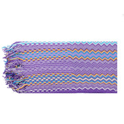 Missoni Women's Cotton Zig-Zag Checkered Scarf Shawl Sarong Wrap Purple Lavender