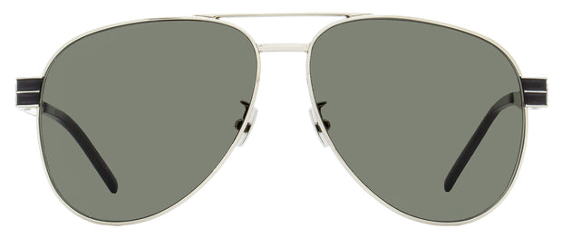 Saint Laurent Monogram Aviator Sunglasses SL M53 002 Silver/Black 60mm YSL