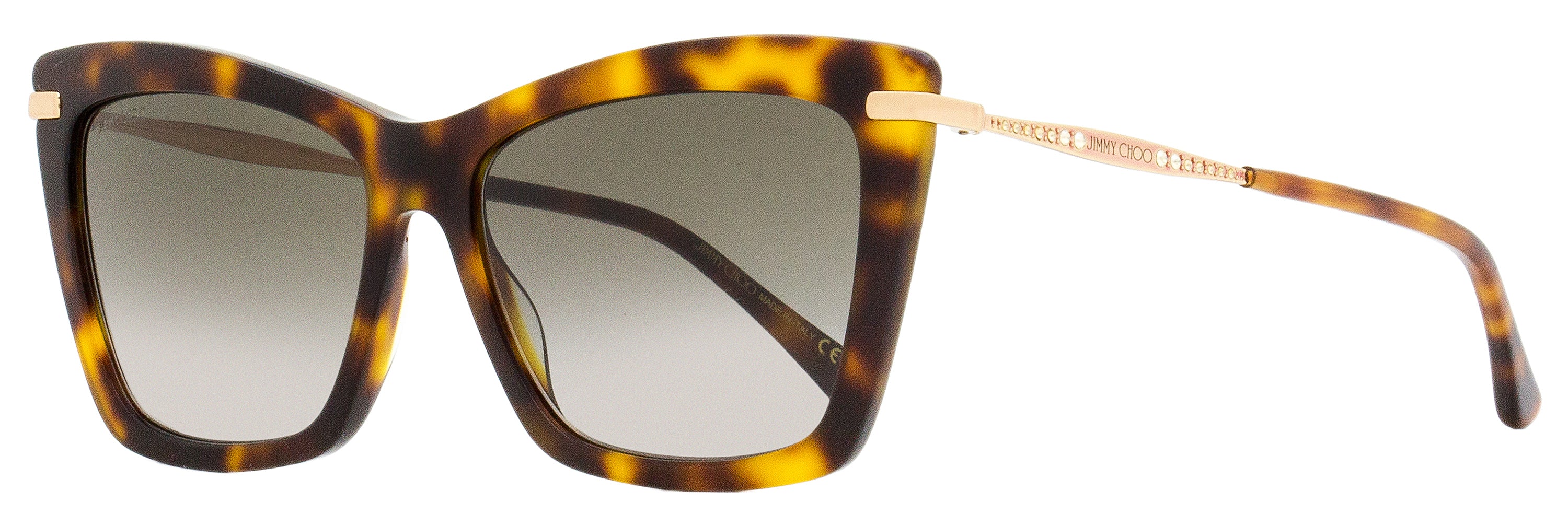 Jimmy Choo Rectangular Sady Sunglasses 086HA Havana/Gold 56mm Havana Gold