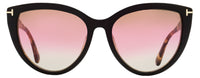 Tom Ford Cat Eye Sunglasses TF915 Isabella-02 05F Black/Rose Havana 56mm FT0915