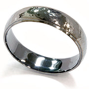 Mens 14K Black Gold Hammered Wedding Ring 6mm High Polished Band
