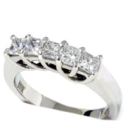 3/4 ct Princess Cut Diamond Wedding Ring Five Stone Womens Stackable Band 14k Gold