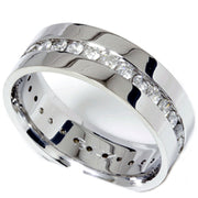 Mens 1 1/10ct Diamond Eternity Comfort Wedding Band 14k White Gold Ring