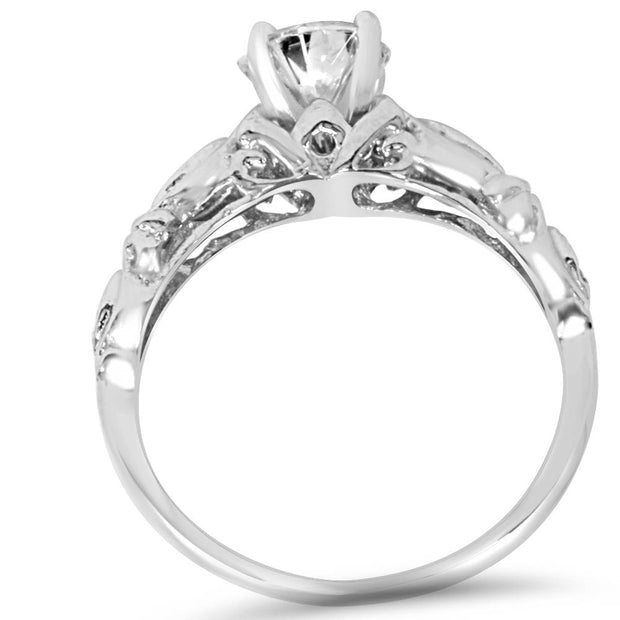 1 1/16ct Vintage Enhanced Diamond Engagement Ring 14K White Gold Antique