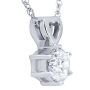 G/SI 1/2ct Solitaire Diamond Heart Pendant 14K White Gold & 18" Chain Enhanced