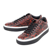 JIMMY CHOO 'Portman' Red/Black Leather Lace-Up Low-Top Sneakers