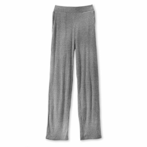 I Am by Studio 51 Clean Wide Leg Pant, Cozy Loose Fit Knit Rib Fabric, Elastic Waistband