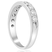 1Ct TW Natural Diamond Wedding Ring Channel Set Anniversary Band 14k White Gold