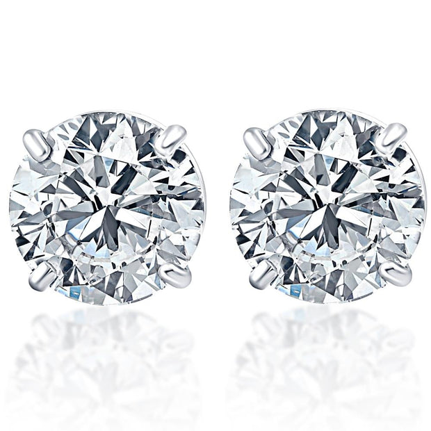 1ct VS Quality Round Brilliant Cut Natural Diamond Stud Earrings In Solid 950 Platinum