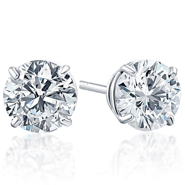 1ct VS Quality Round Brilliant Cut Natural Diamond Stud Earrings In Solid 950 Platinum