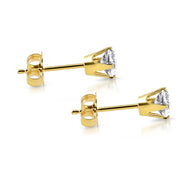 Certified 1/2 Ct T.W. Diamond Studs 14k Yellow Gold Earrings