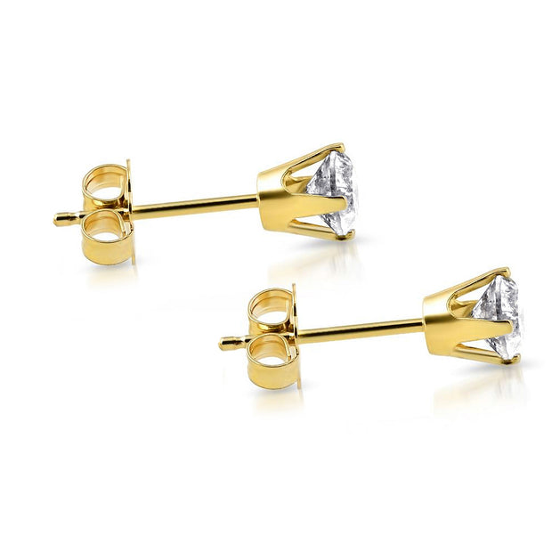 Certified 1/2 Ct T.W. Diamond Studs 14k Yellow Gold Earrings