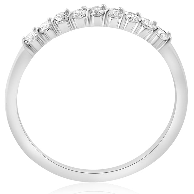 1/4 Ct Diamond Wedding Ring 14K White Gold Womens Stackable Prong Band Jewelry