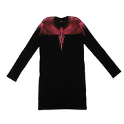 MARCELO BURLON Black Cotton Pink Wings Mini Dress
