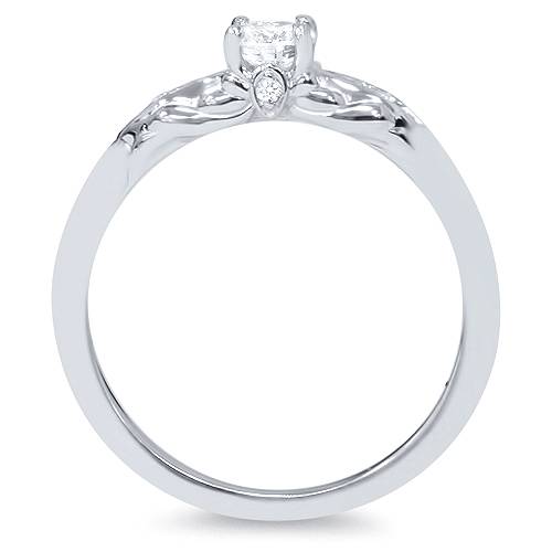 1/2 Carat Diamond Vintage Solitaire Engagement Ring 14K White Gold