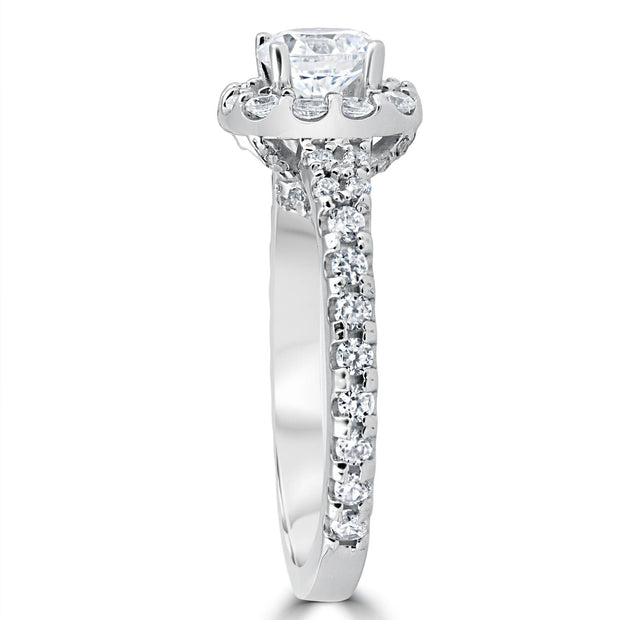 2 1/2Ct Cushion Halo Enhanced Diamond Engagement Ring 14K White Gold