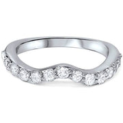 1/2ct Curved Diamond Notched Wedding Ring Enhancer 14K White Gold