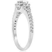 1 ct F/SI1 Round Cut Diamond Engagement Ring 14k White Gold Enhanced