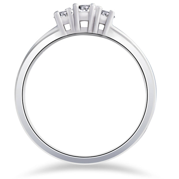 1/2 Ct Three Stone Lab Grown Diamond Engagement Ring 10k White Gold