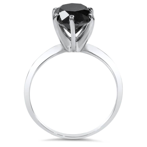 2 1/2ct Treated Black Diamond Solitaire Ring 14K White Gold