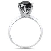 1 Ct Black Diamond Solitaire Engagement Ring 14K White Gold
