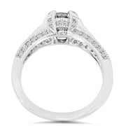 1 1/3Ct Tdw Vintage Enhacned Diamond (1Ct Center) Engagement Ring 14K White Gold