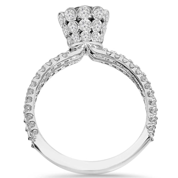 1.55Ct Diamond Unique Round Antique Engagement Ring 14K White Gold