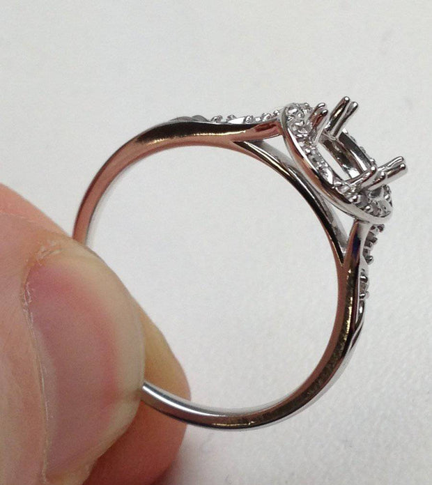 1/8ct Diamond Vintage Engagement Ring Semi Mount 14K White Gold