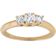 1/2ct Three Stone Diamond Engagement Ring 14K Yellow Gold