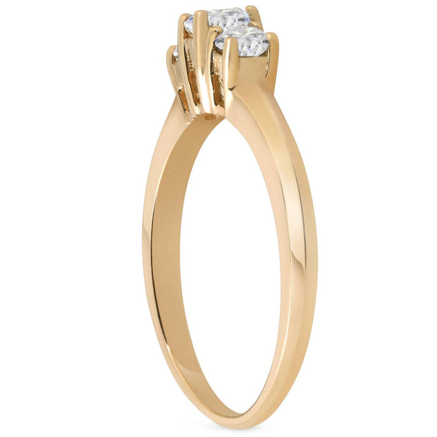 1/2ct Three Stone Diamond Engagement Ring 14K Yellow Gold