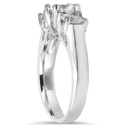 2 CT Three Stone Enhanced 1ct Center Diamond Engagement Ring G/SI 14K White Gold