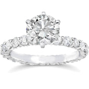 3 1/2ct Enhanced Diamond Eternity Engagement Ring 14K Round Brilliant White Gold
