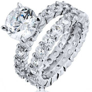5 1/2ct Enhanced Diamond Eternity Engagement Wedding Ring Set 14K White Gold