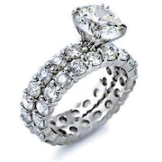 5 1/2ct Enhanced Diamond Eternity Engagement Wedding Ring Set 14K White Gold