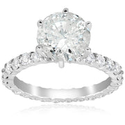 5 carat Enhanced Diamond Engagement Eternity Ring 14K White Gold Round Cut