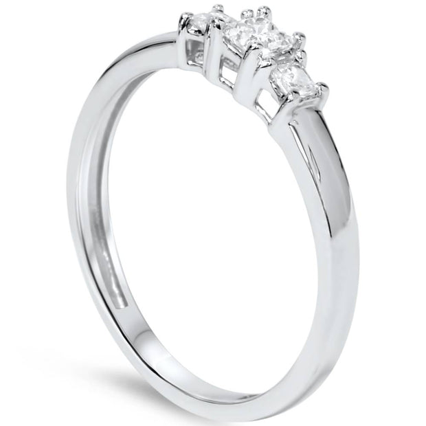 1/2CT Three Stone Princess Cut Diamond Engagment Anniversary Ring 14K White Gold