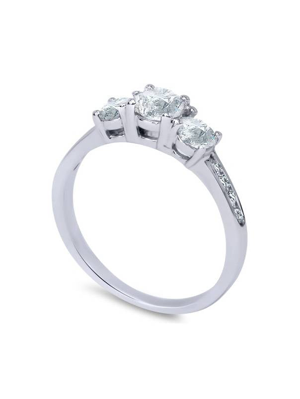 1/2ct Three Stone Round Diamond Engagement Ring 14K White Gold