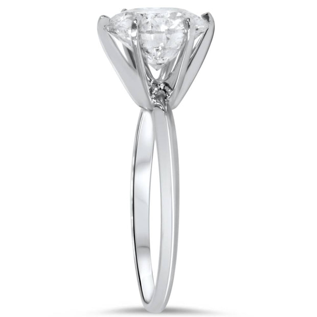 2 1/4 Ct TDW Solitaire Round Diamond 6-Prong Engagement Ring White Gold Enhanced
