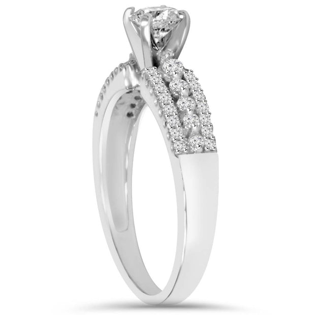 5/8ct Pave Diamond Engagement Ring 14K White Gold