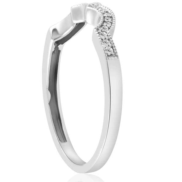 1/4 Ct Curved Diamond Wedding Guard Band Ring 14 Karat White Gold