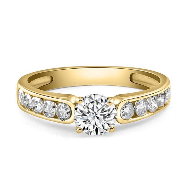 1 Ct Diamond Engagement Ring With Channel Set Accents in 10k Yellow Gold