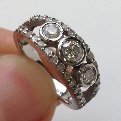 1ct Three Stone Diamond Ring Solid 14k White Gold
