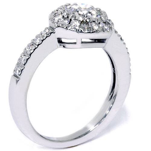 0.80 Ct F SI1 Round Cut Diamond Halo Engagement Ring 14k White Gold Enhanced